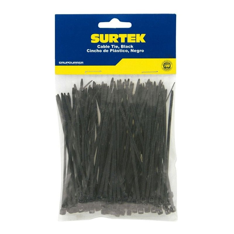 114205 Cincho Plástico 150 X 3.6Mm 50 Piezas Negro Surtek - Tool Ferreterías / Ferretodo - Herramientas y material de construcción.