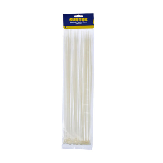 Cincho de plástico blanco de 300 x 4.6 mm, 50 piezas, 114212 Surtek