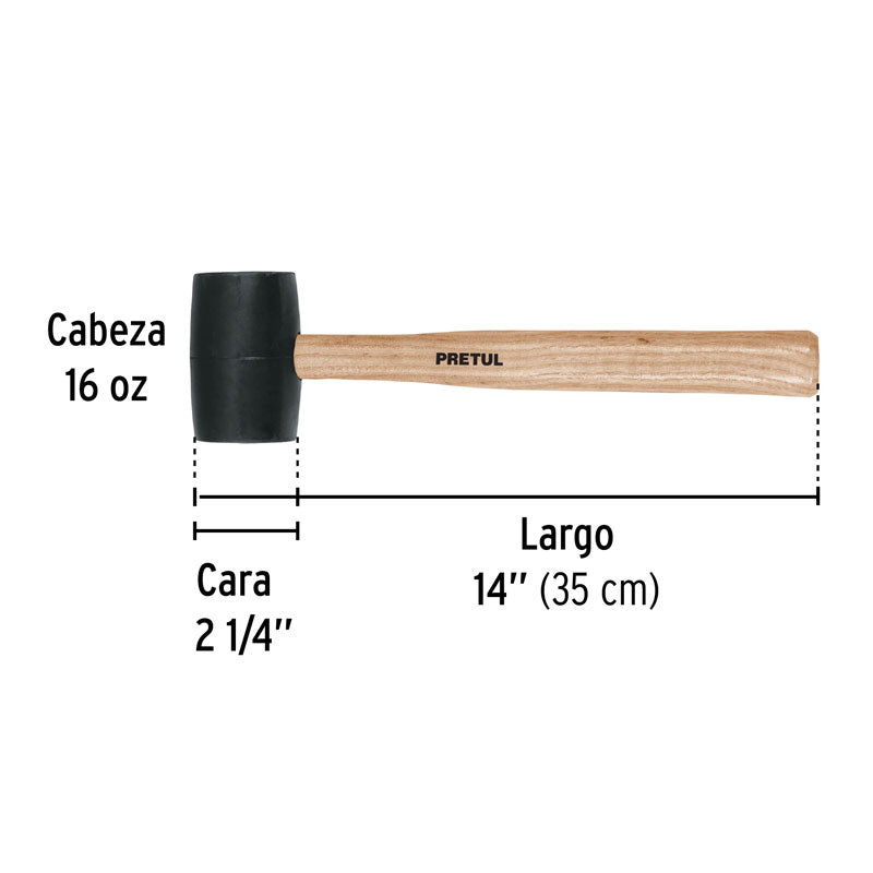 Mazo de hule de 16 oz, 20566 Pretul MH16P