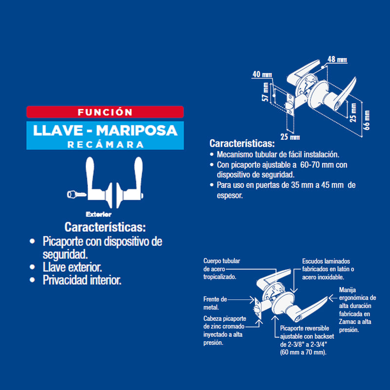 Manija Yale Flare Recamara/Entrada Niquel Satinado Mx81429