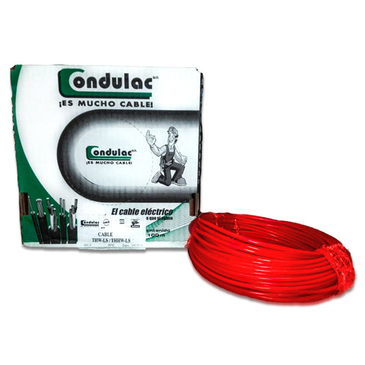 Cable luz thw c 10 rojo condulac*venta rollo 100mt