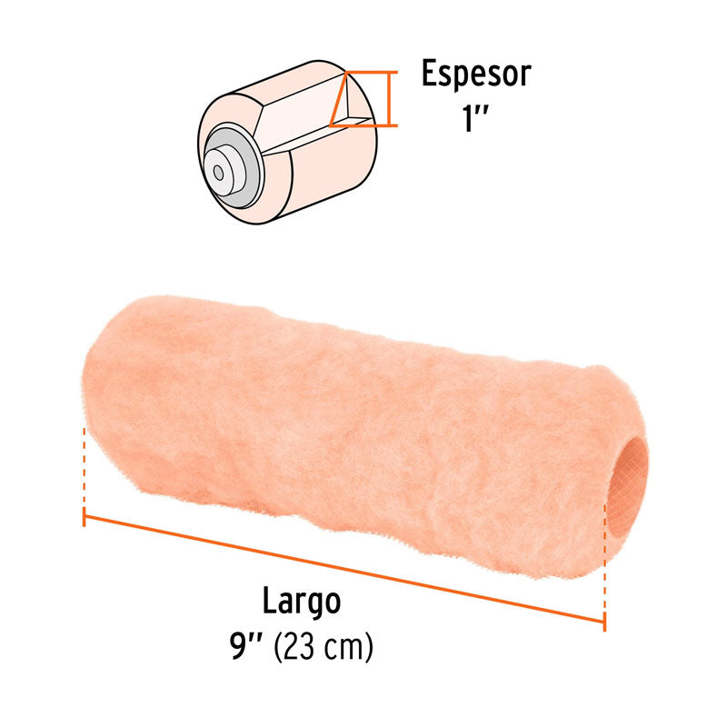 Felpa para rodillo 9" x 1" superficies muy rugosas, 13885 Truper R ROPI 925