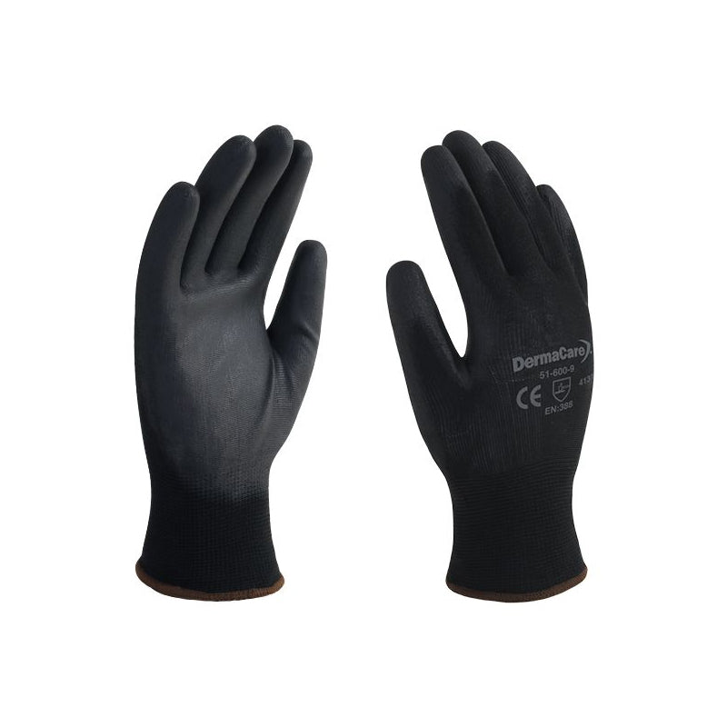 Guante nylon negro palma poliuretano talla 7, Espomega