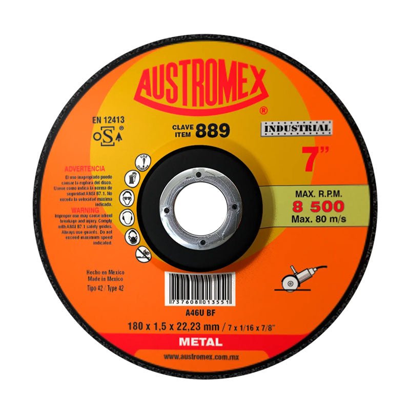 889 Disco Abrasivo Corte Metal 7" Austromex - Tool Ferreterías / Ferretodo - Herramientas y material de construcción.