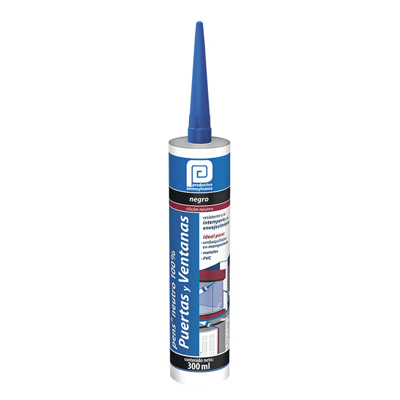 Silicon neutro 100%puert/vent.300ml negro rxnu pen