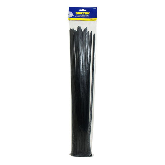 Cincho de plástico negro de 368 x 4.6 mm, 25 piezas, 114215 Surtek - Tool Ferreterías / Ferretodo - Herramientas y material de construcción.