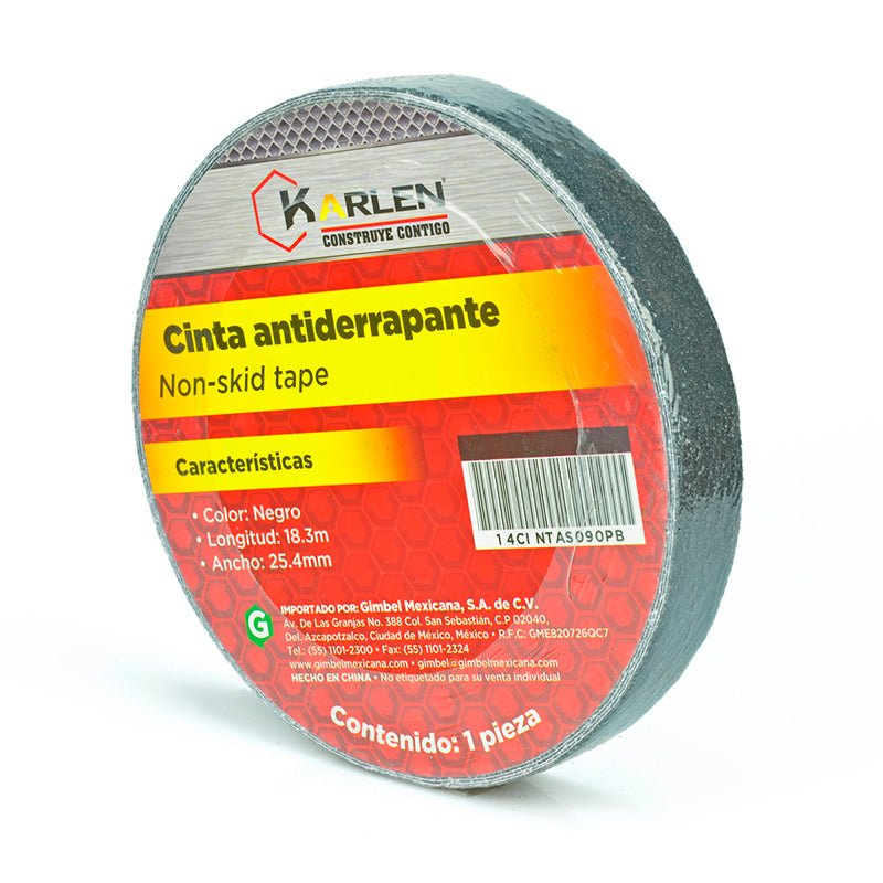 Cinta Antiderrapante Negra 2" X 18.3Mt Karlen - Tool Ferreterías / Ferretodo - Herramientas y material de construcción.