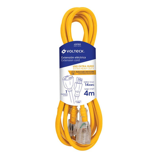 Extensión Reforzada Aterrizada 4 M 3X14 Awg, Volteck - Tool Ferreterías / Ferretodo - Herramientas y material de construcción.