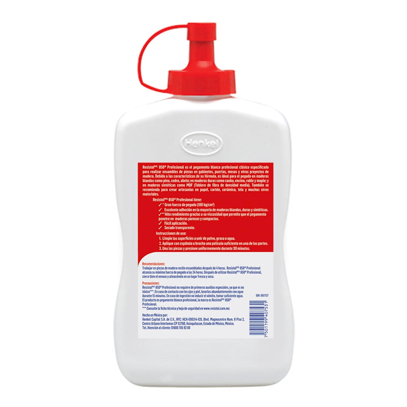 Resistol 850 Pegamento Blanco Profesional De 250 Ml