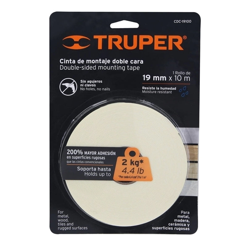 Cinta Doble Cara De 19 Mm X 10 M, 11726 Truper Cdc19100