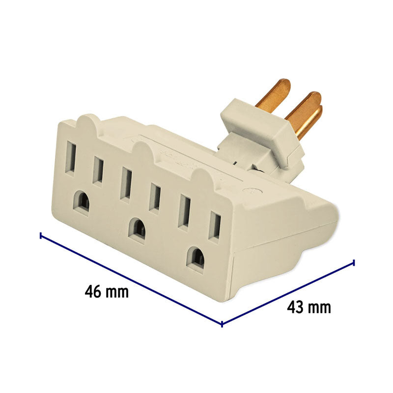 Multicontacto Triple Aterrizado, Tipo Bisagra, Volteck