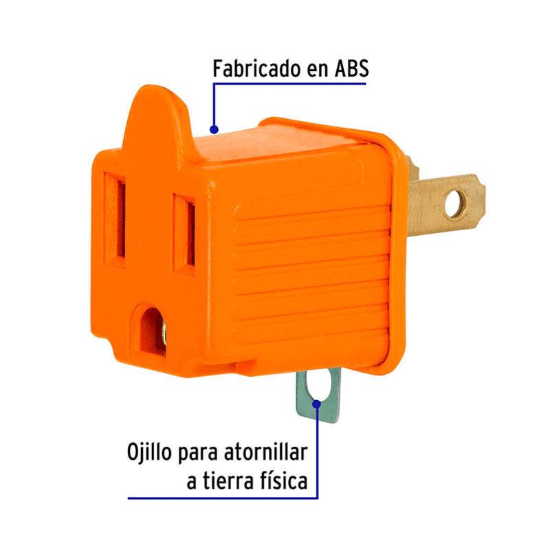 Adaptador 3 A 2, Naranja, A Granel, Volteck