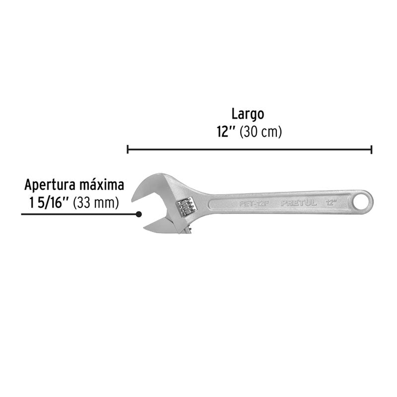 Llave Ajustable (Perico) 12" Cromada, Pretul