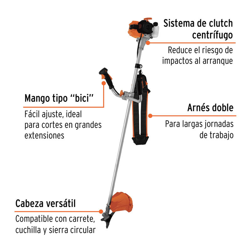 Desmalezadora A Gasolina 33 Cc Mango Tipo "Bici", 18" Corte