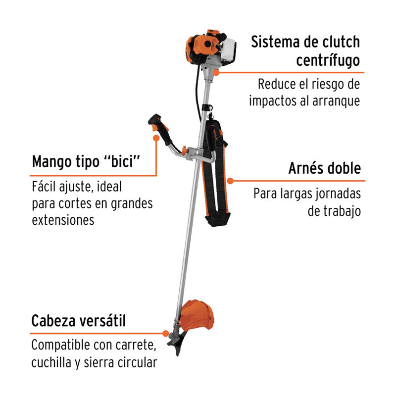 Desmalezadora A Gasolina 43 Cc Mango "Bici", 18" Corte