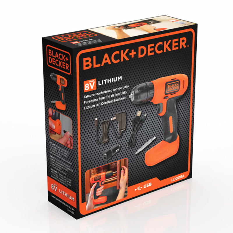 Taladro Atornillador Inalámbrico De 3/8”, 8 V, Black & Decker Ld008B3