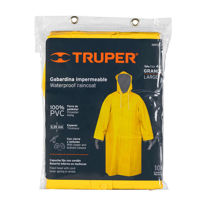 Gabardina Impermeable Doble Capa, Talla G, Truper