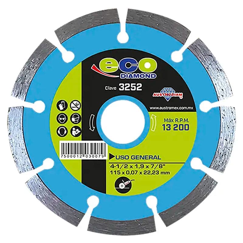 3252 Disco Diamante Dentado 4.1/2" Austrodiam - Tool Ferreterías / Ferretodo - Herramientas y material de construcción.