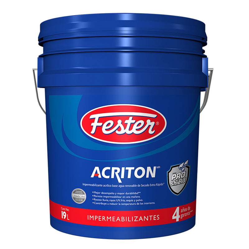 Fester Acriton Color Rojo Proshield De 4 Años, Cubeta De 19 Litros