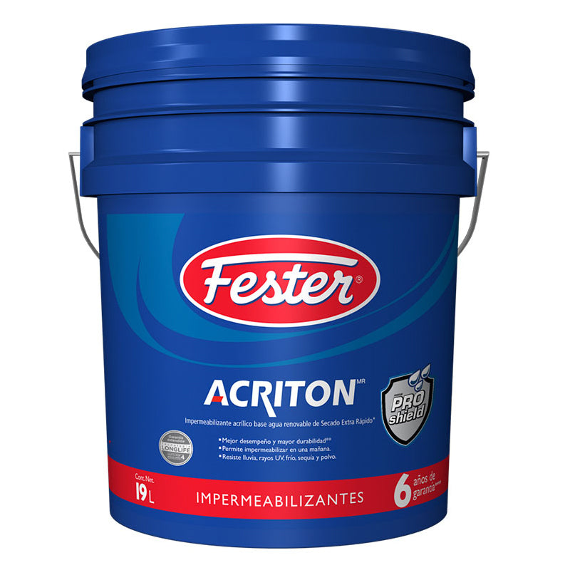 Fester Acriton Color Rojo Proshield De 6 Años, Cubeta De 19 Litros