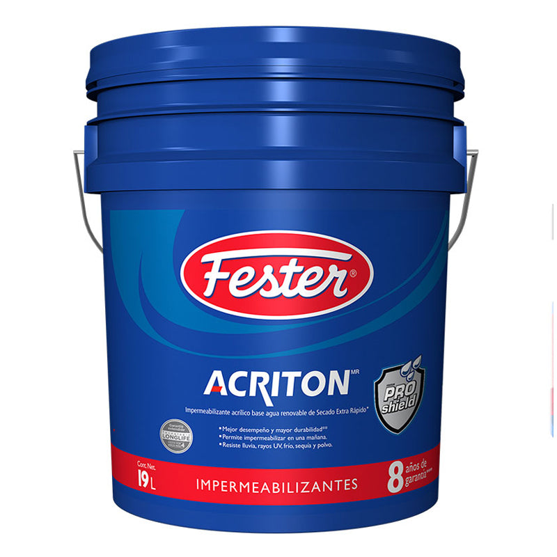 Fester Acriton Color Rojo Proshield De 8 Años, Cubeta De 19 Litros