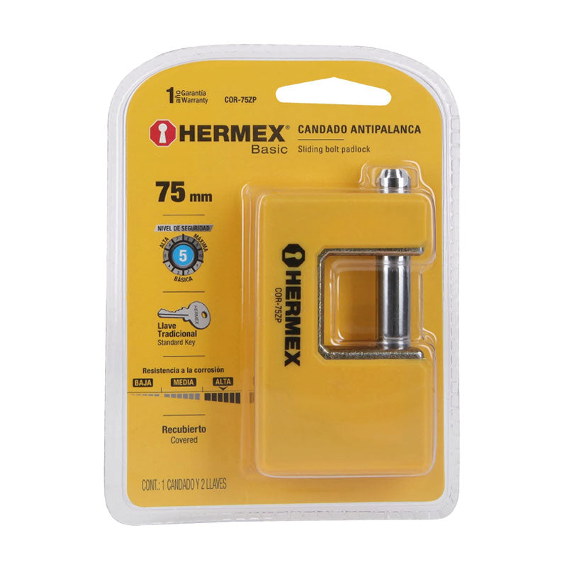 Candado Antipalanca 75 Mm Cuerpo Metálico, Hermex Basic