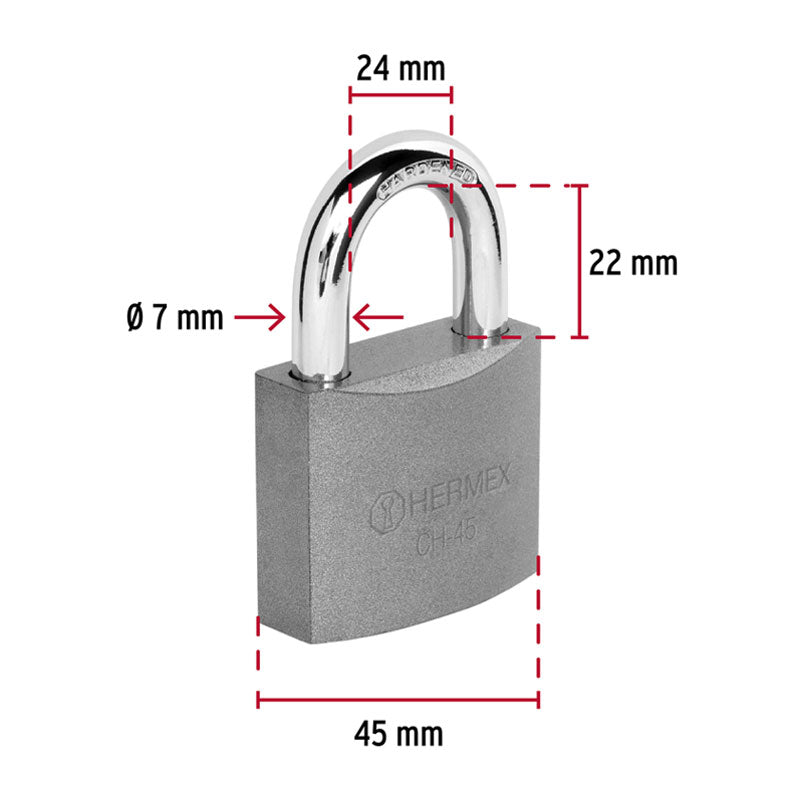 Candado De Hierro 45 Mm Gancho Corto En Caja, Hermex