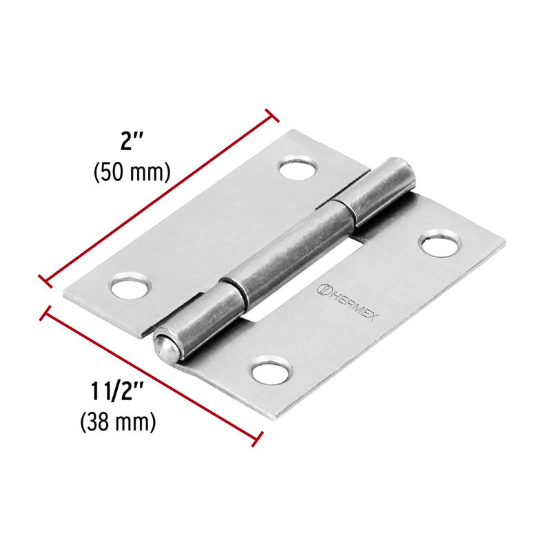 Bisagra Rectangular 2" Acero Pulido, Hermex