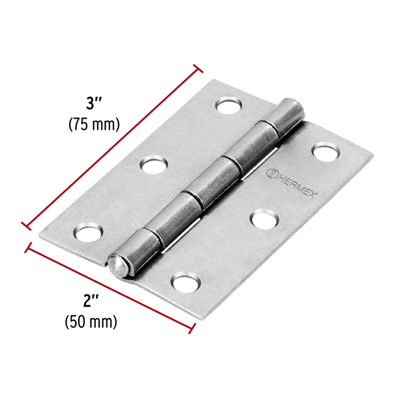 Bisagra Rectangular 3" Acero Pulido, Hermex