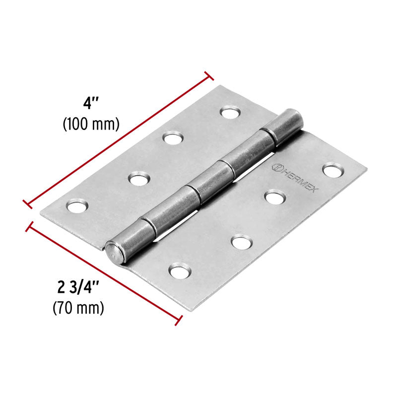 Bisagra Rectangular 4" Acero Pulido, Hermex