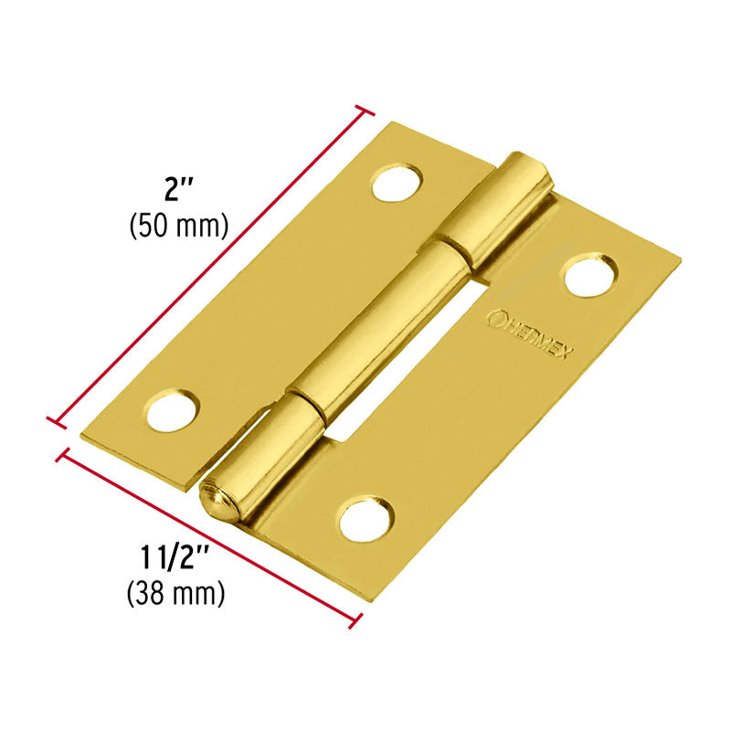 Bisagra Rectangular 2" Acero Latonado, Hermex