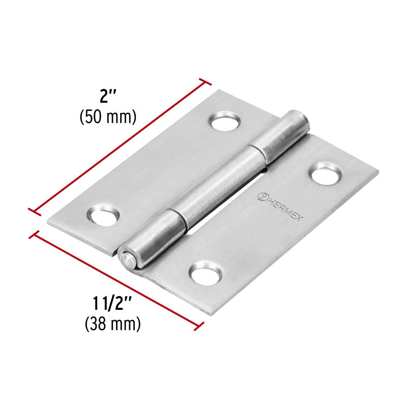 Bisagra Rectangular 2" Acero Inoxidable, Hermex