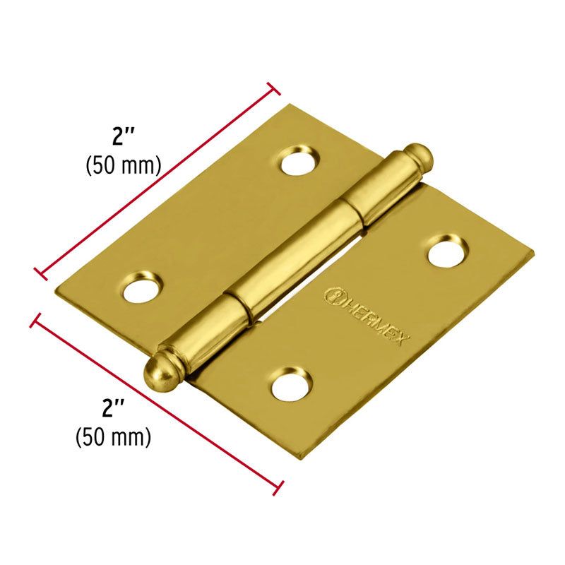 Bisagra Cuadrada 2" A. Latonado, Cabeza Redonda, Hermex