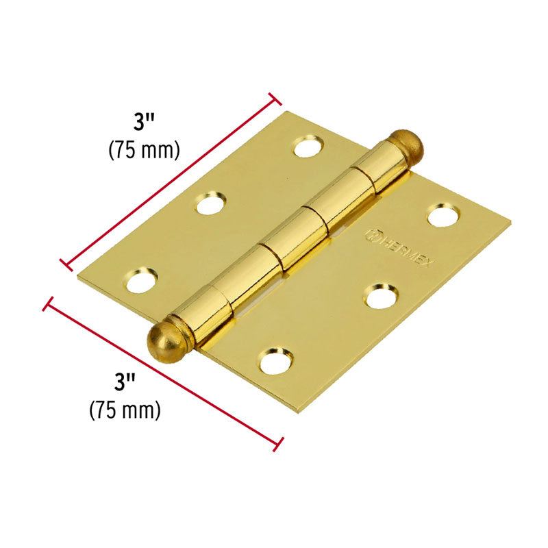 Bisagra Cuadrada 3" A. Latonado, Cabeza Redonda, Hermex