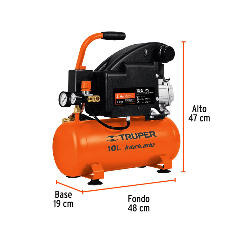 Compresor Horizontal 10L, 2 Hp (Potencia Máxima), 127 V