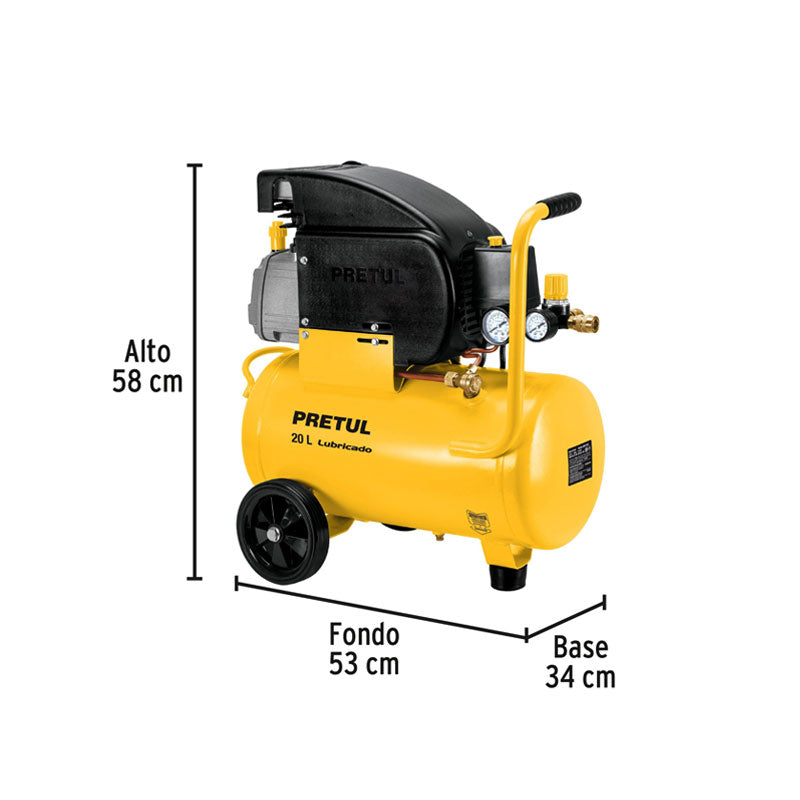 Compresor 20 L, 2 1/2 Hp (Potencia Máxima), 127 V, Pretul