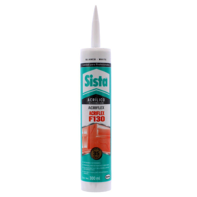 Sista Acrílico Siliconizado Acriflex F130 Color Blanco De 30 Ml