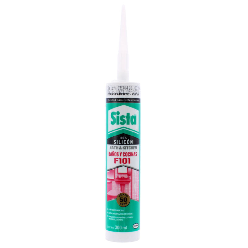 Silicón Sista F101 Para Baños Y Cocinas Color Transparente De 300 Ml