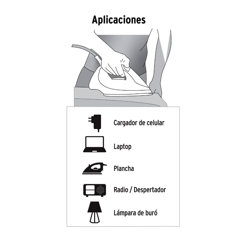 Extensión Eléctrica Doméstica 8 M Blanca Con Clavija Recta