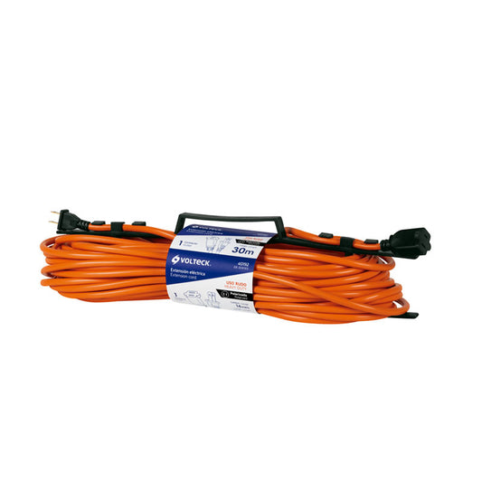 Extensión Eléctrica Uso Rudo 30 M 2X16 Awg Para 1 Clavija, Volteck